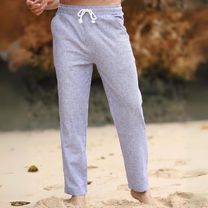 Ready Remedy Celana Panjang Linen Pria Full Karet Pinggang Pilihan Warna Putih / Krem / Hitam / Navy
