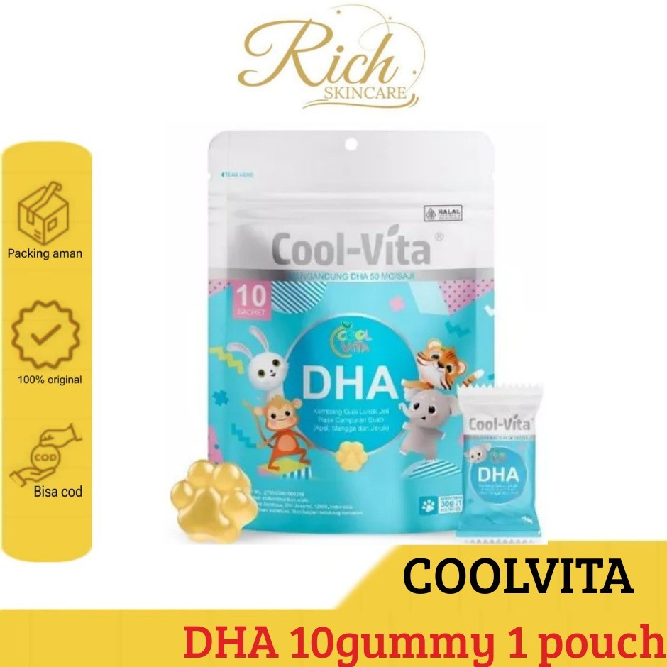 COOLVITA 10gummy dha 1 pouch Suplemen Vitamin Anak kesehatan Mata dan Perkembangan Otak original