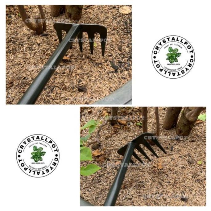 Lansungkirim- Garpu Besi Gagang Kayu Untuk Garukan Tanah Berkebun - Garpu Tanah