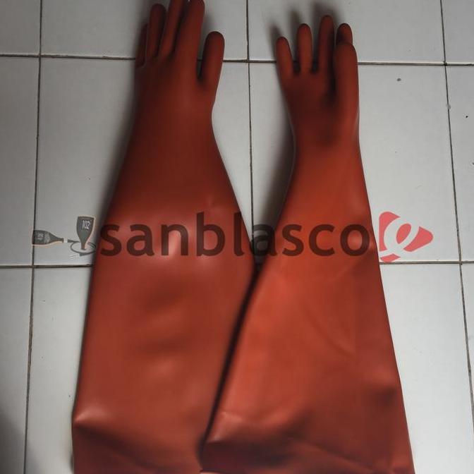 Sarung Tangan Sandblast Karet Orange Blasting Cabinet Kompac Tebal Siap Proses 