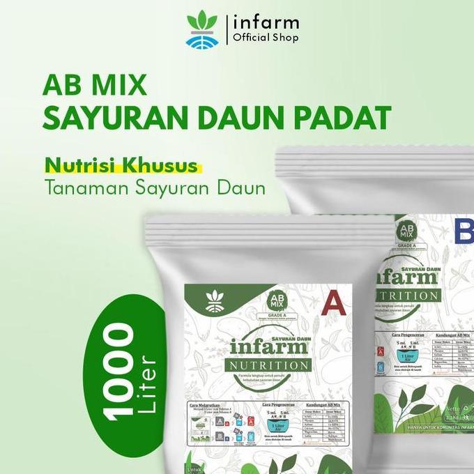 martinah22 - INFARM - Pupuk AB Mix Sayuran Daun 1 Liter untuk Tanaman Hias dan Media Tanam INFARM Tu