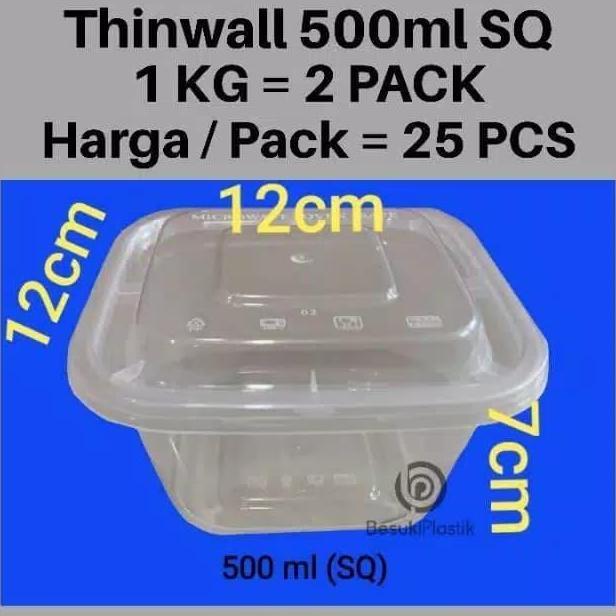 Thinwall 500ml SQ / Thinwall 500ml Kotak Persegi /Kotak Thinwall 500ml