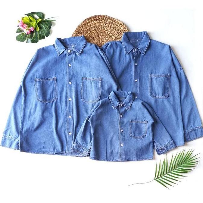 Termurah / Hot Sale Kemeja Jeans Couple Keluarga