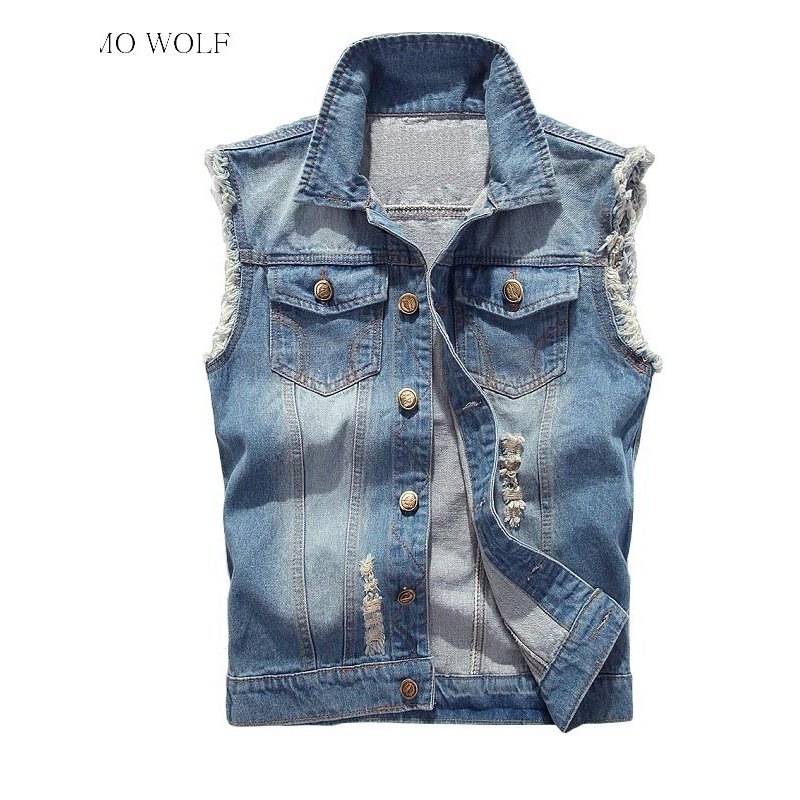 Jaket Hip Hop Jeans Coat Men Jackets for Short Sleeve Ripped Blue Jean Jackets Man 2025 Men's Denim 