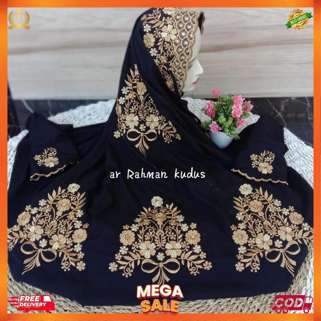 Mukena Terusan Dewasa Kain Hitam Bordir Cantik [L5]