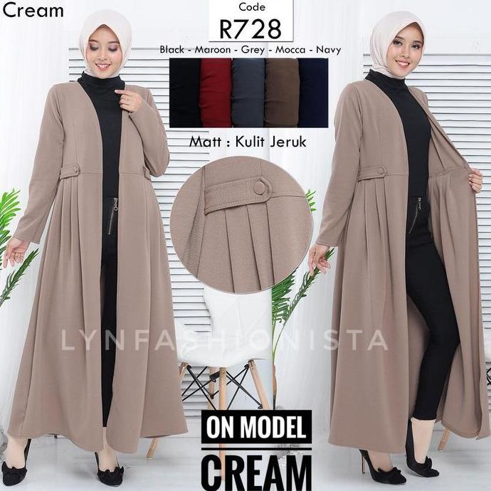 Long Cardigan Panjang Outer Wanita Muslimah Jeruk Tebal Adem/Vika