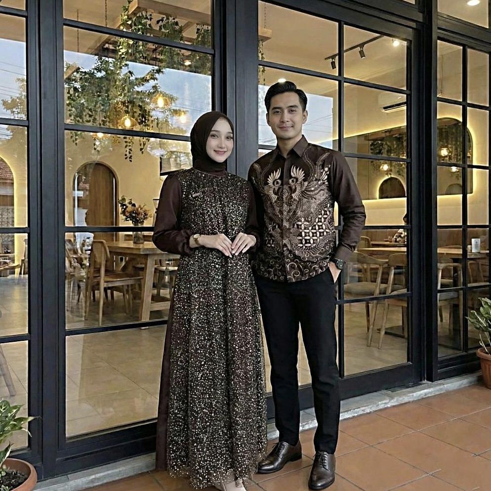 TERBARU  Viona Batik - Couple gamis terbaru lebaran 2026 remaja kekinian simpel mewah elegan kondang