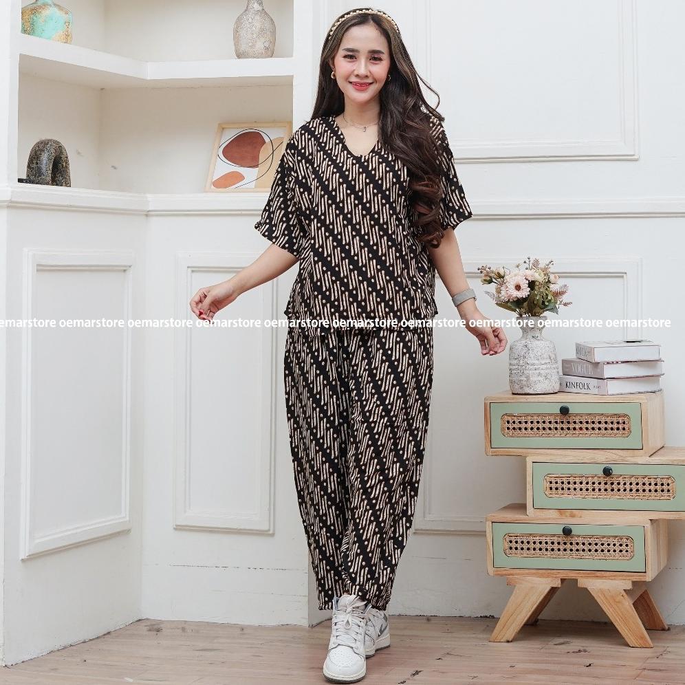 OOTD SETELAN CELANA PANJANG KULOT MOTIF SENO || SETELAN BATIK LD 120 CELANA KULOT OOTD