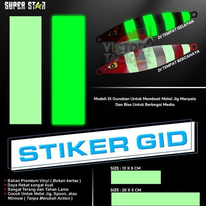 Stiker GID untuk umpan pancing metal jig spoon lure minnow Glow In The Dark Menyala dalam gelap Ikan
