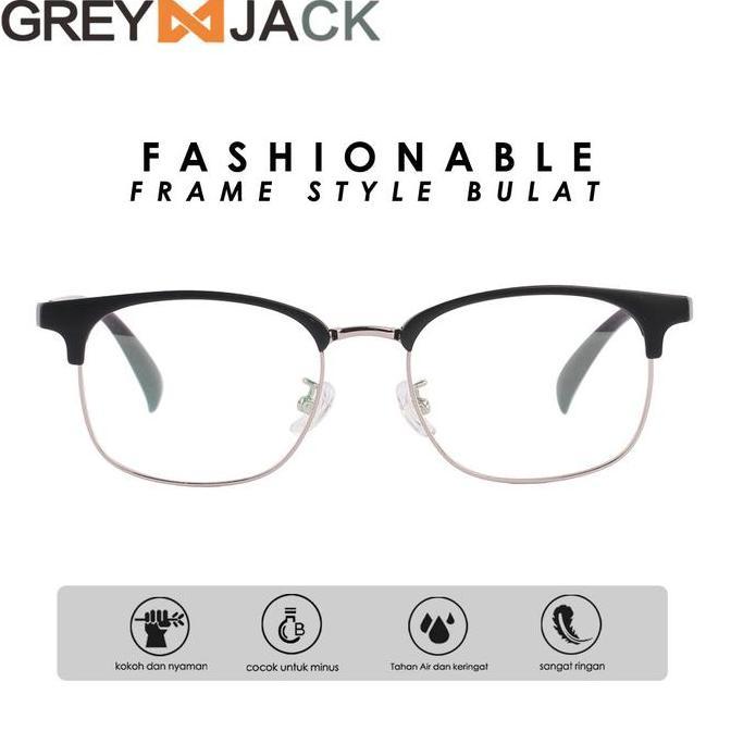 JALACA Grey Jack Frame Kacamata Model Kotak Ringan TR90+Metal Fashion Laki-laki dan Wanita Bisa Minu