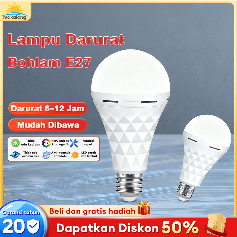 Lampu Darurat Lampu Emergency 40W Lampu Bohlam Led Cahaya Putih Mengenai Air Otomatis Menyala