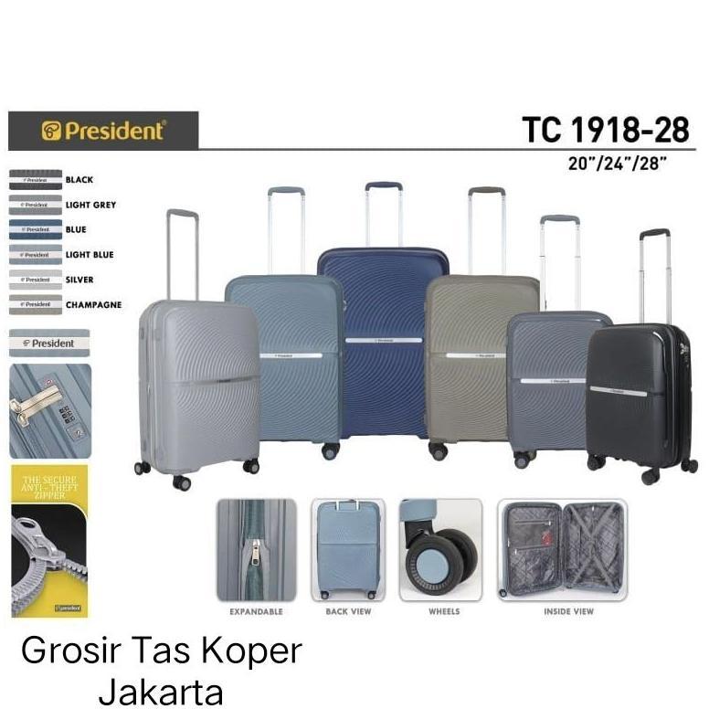 Koper President 1918  Original / size Cabin & Bagasi / TSA 20 - 24 - 28 Inch Expanding / koper Doubl