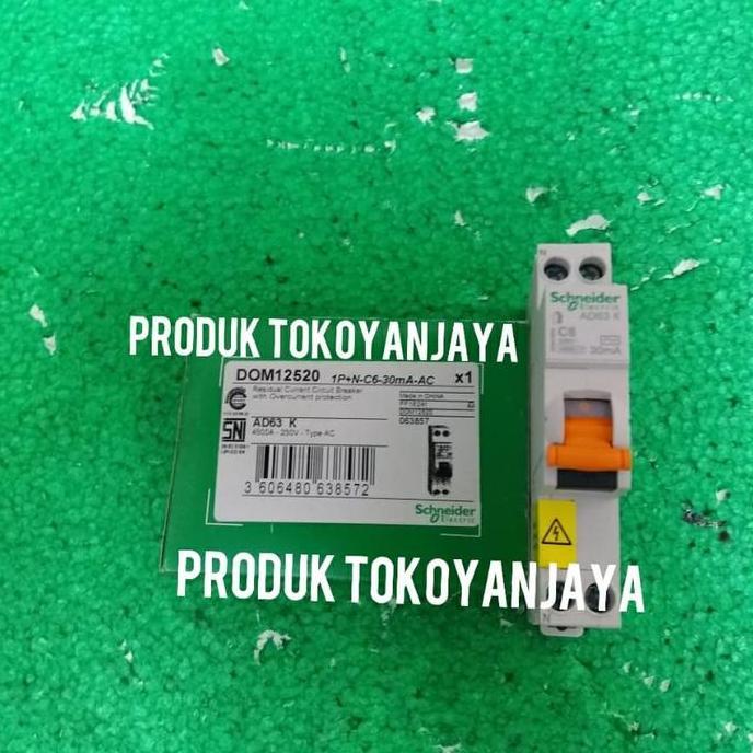 Promo RCBO SLIM DOMAE 1P+N 6A 30MA schneider/mcb +elcb 1p+n 6A 30ma Diskon