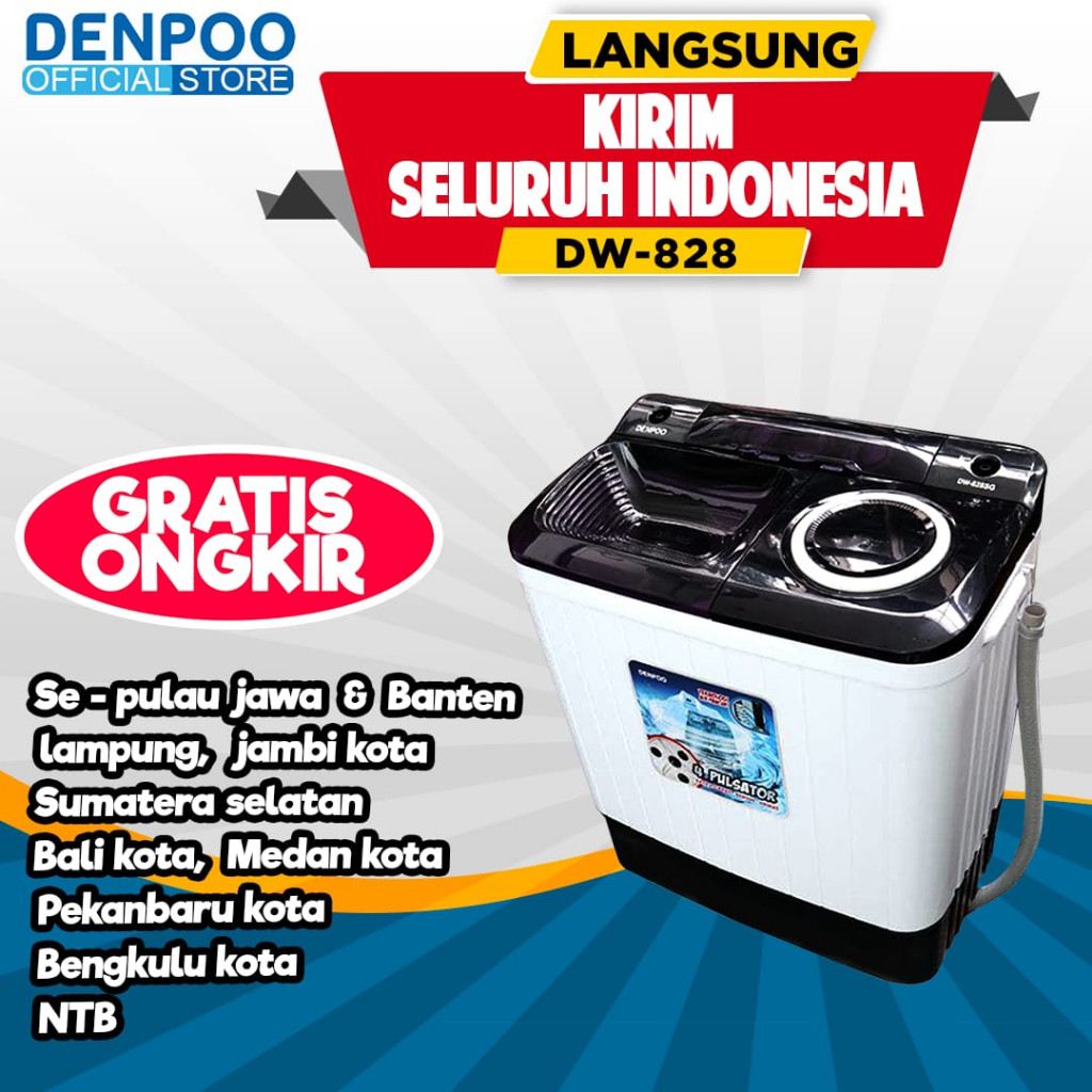 Denpoo Mesin Cuci 2 Tabung Dw 828 8Kg