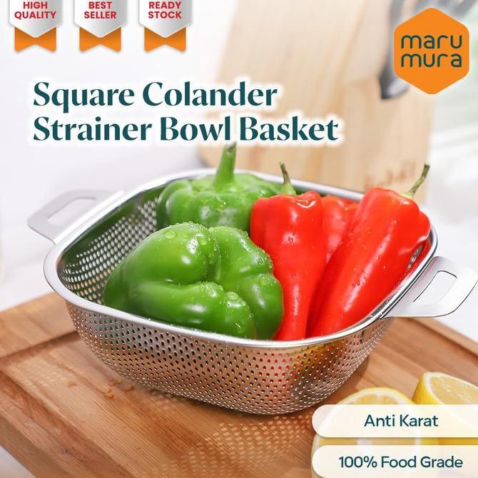 Colander Saringan Baskom Stainless Steel Strainer Tirisan | Keranjang Tirisan Stainless Kotak | Kera