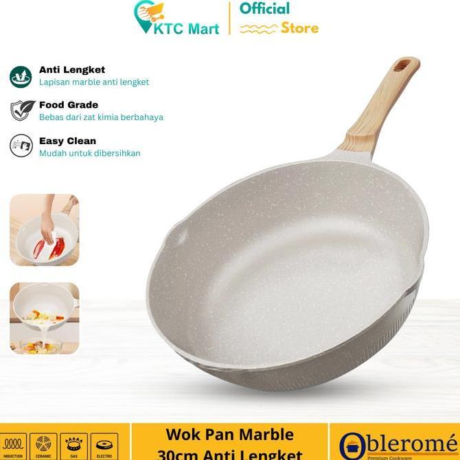 Deep Pan Marble Granite 30 Cm Wajan Granite Anti Lengket Wok Pan Granite Premium Cookware Allshop