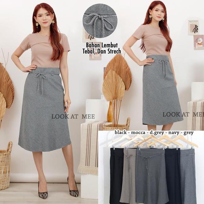 Rok Kerja 7/8 Rok Kantor Pendek Rok A Line Rok Pendek Wanita Premium Formal Nyaman Tebal Mewah Hitam