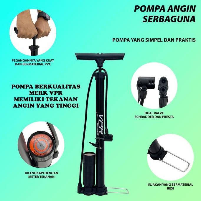 Pompa Angin Sepeda Motor  mobil Kompa Kumpo Sepedah Bola Tangan Standart Hitam/pompa Angin Tabung PO