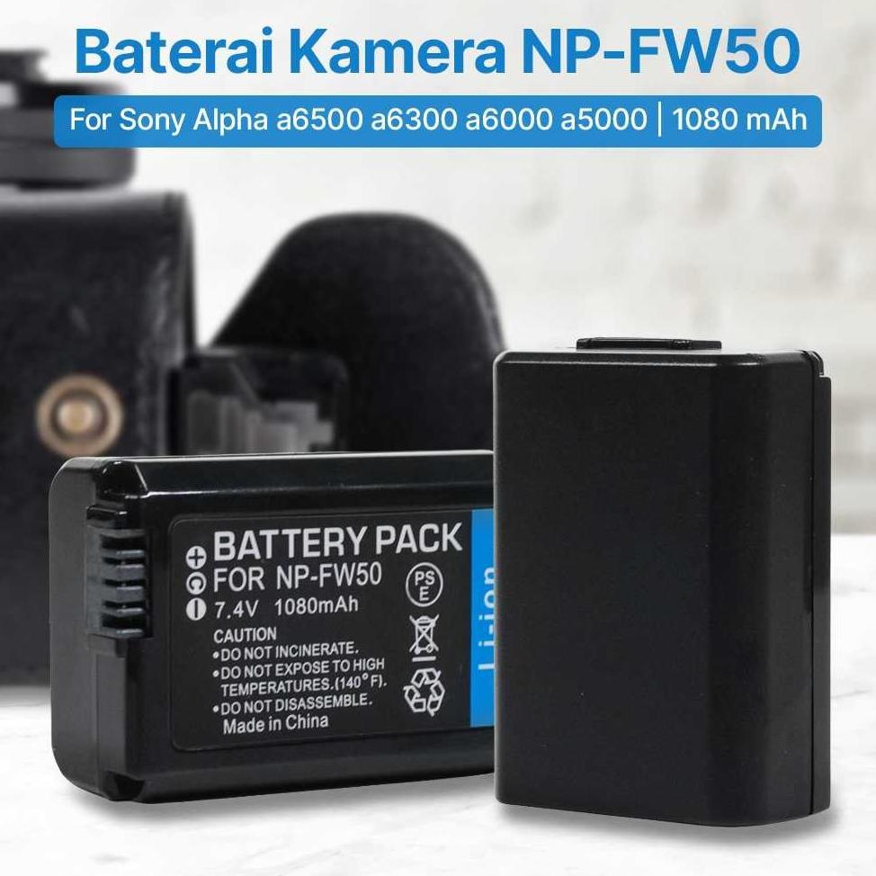 TERBARU SA - Baterai Kamera NP-FW50 for Sony Alpha A6500 A6300 A6000 A5000 1080mAh
