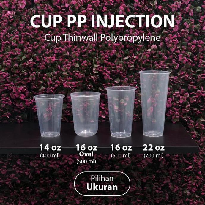 Saveme- Pak Isi 25 Pcs - Cup 12Oz Oval Injection - Gelas Thinwall Plastik Pp 380Ml