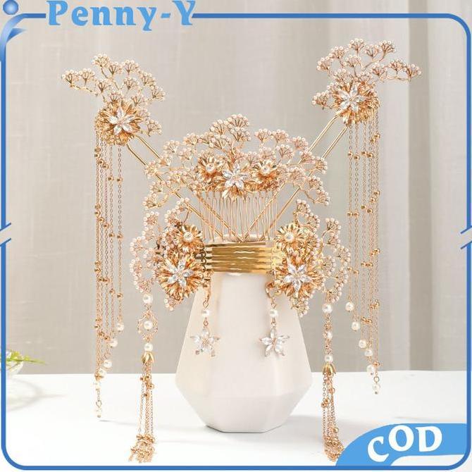 LOLY Tusuk Konde Cina Aksesoris Jepit Rambut Cina Hiasan Kepala Pengantin