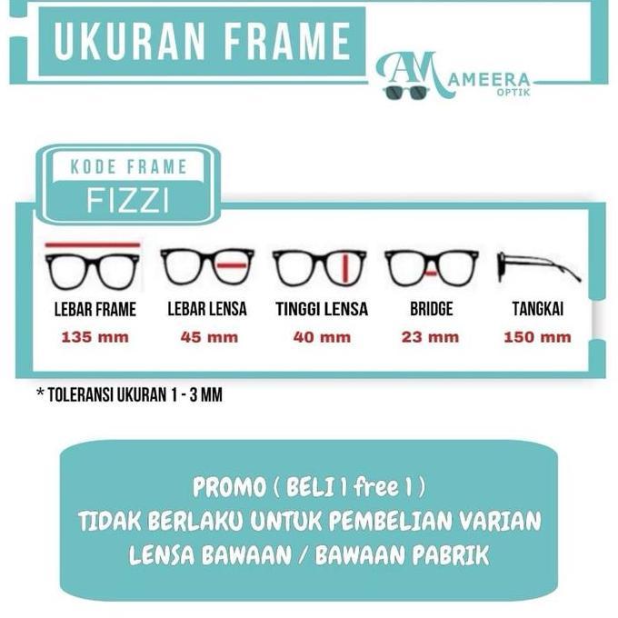 Wwpx- (Beli 1 Free 1) Fizzi - Frame Kacamata Fashion Unisex Eyewear Glasses Mata Normal Minus Cylind