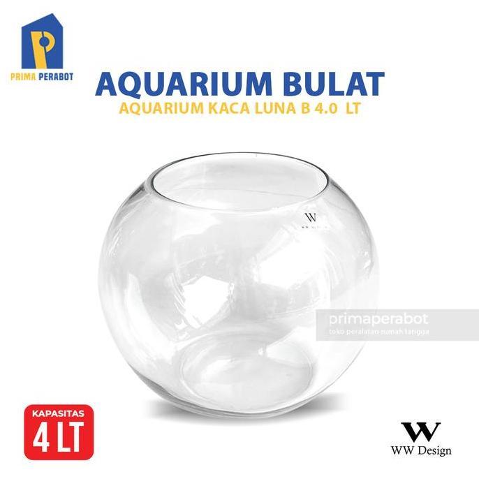 BEBAS ONGKIR - AQUARIUM Bulat Kaca Luna B 4.0 Liter / Wadah Ikan CUPANG