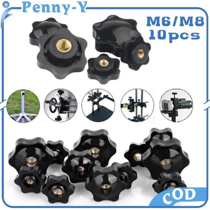 LOLY 10pcs Baut Kepala Handle Knob M6 / M8 Knob Mur Bintang Knob Star