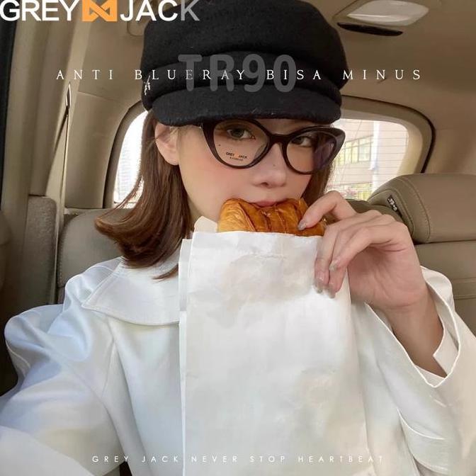 WOVLO Grey Jack Kacamata Lensa Blueray Bahan TR90 Model Cat Eye Bisa Minus Antiradiasi Blueray Photo