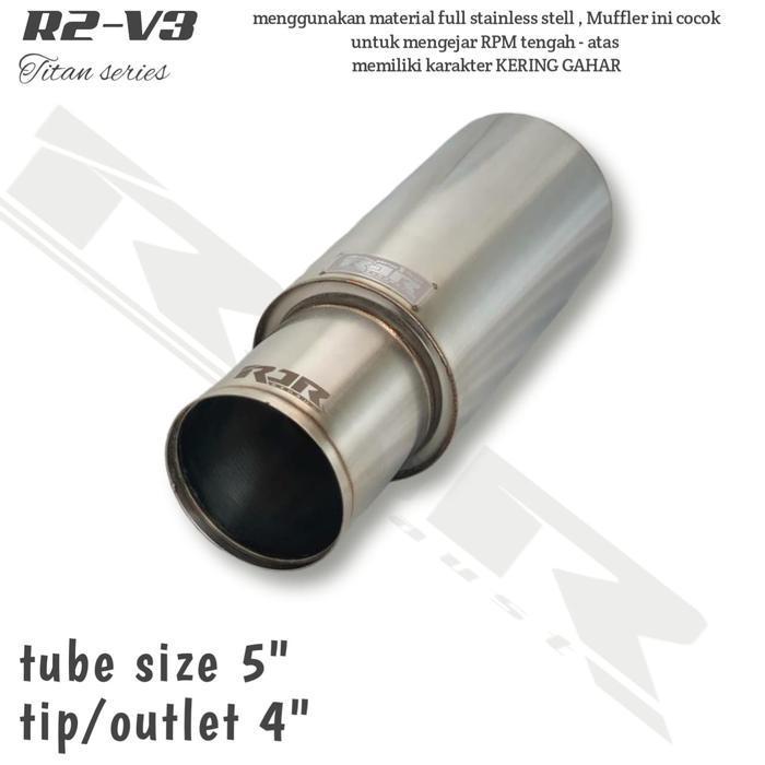 Muffler Knalpot Mobil Fre Flow Bas Kering Gahar R2-V3 Knalpot Mobil Racing Kering Gahar Knalpot Raci