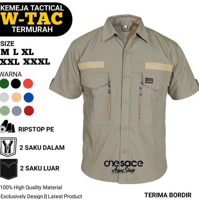 Kemeja Tactical W-TAC Lengan Pendek PREMIUM / Kemeja Kerja Kantor Lapangan PDL PDH Outdoors Casual K