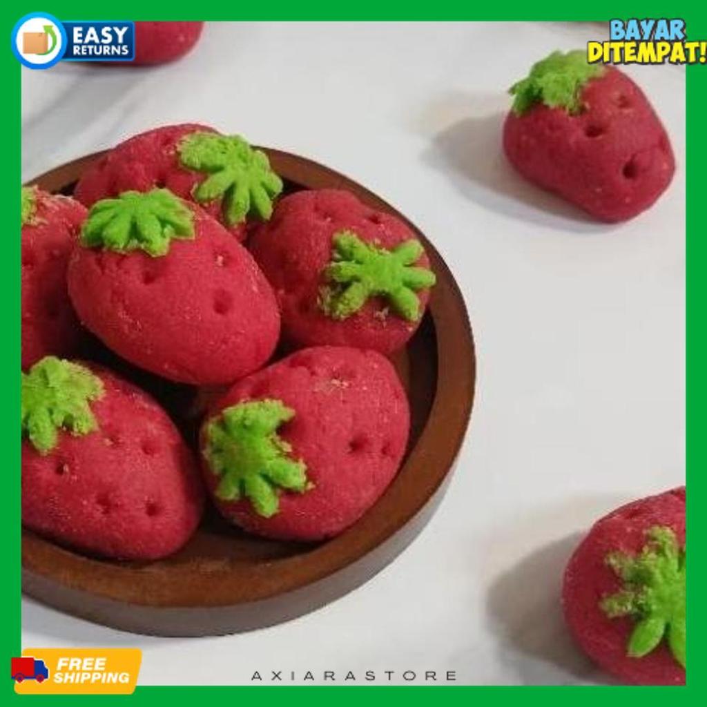 Kue Kering Nastar Selai Nanas 100% Bentuk Strawberry Premium Toples 600Ml Berat -+430Gr Beli 1 Grati