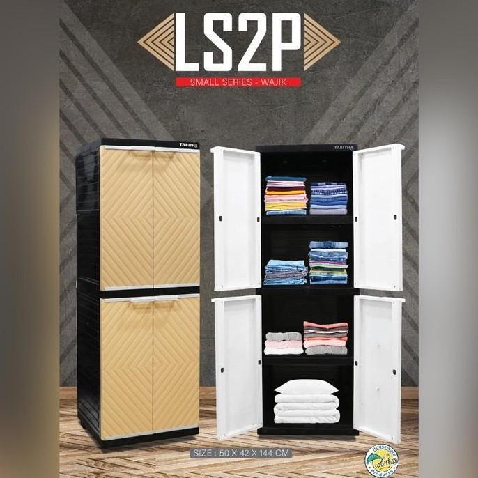 Tabitha Lemari Pakaian Plastik Dengan Laci Lemari 2 Pintu Serbaguna Rotan Furniture Premium - Tabith