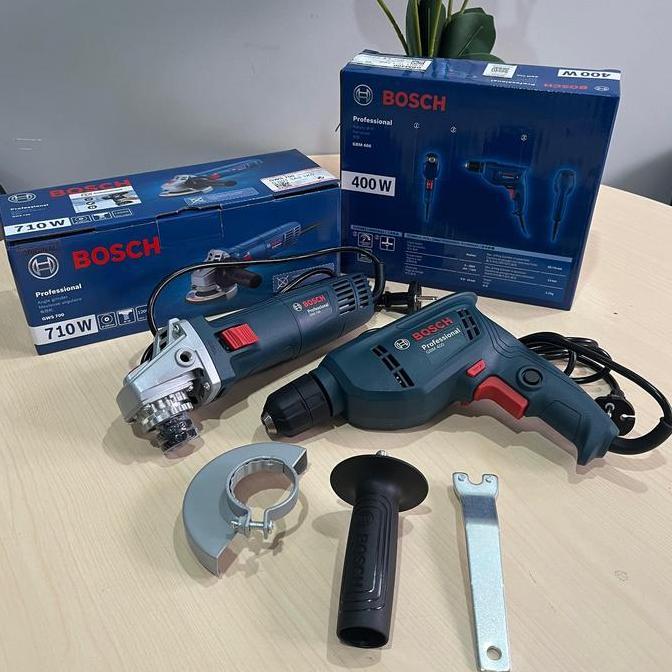 BOSCH Paket Mesin Gerinda dan Bor Listrik 10mm Paket 2 item Original Bosch Mesin Gurinda tangan GWS-