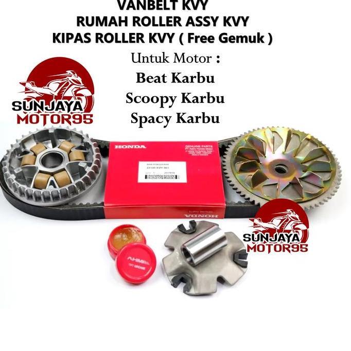 Promo Paket Cvt Van Belt + Rumah Roller Assy Set + Kipas Roller Beat Karbu Scoopy Karbu Spacy Karbu 