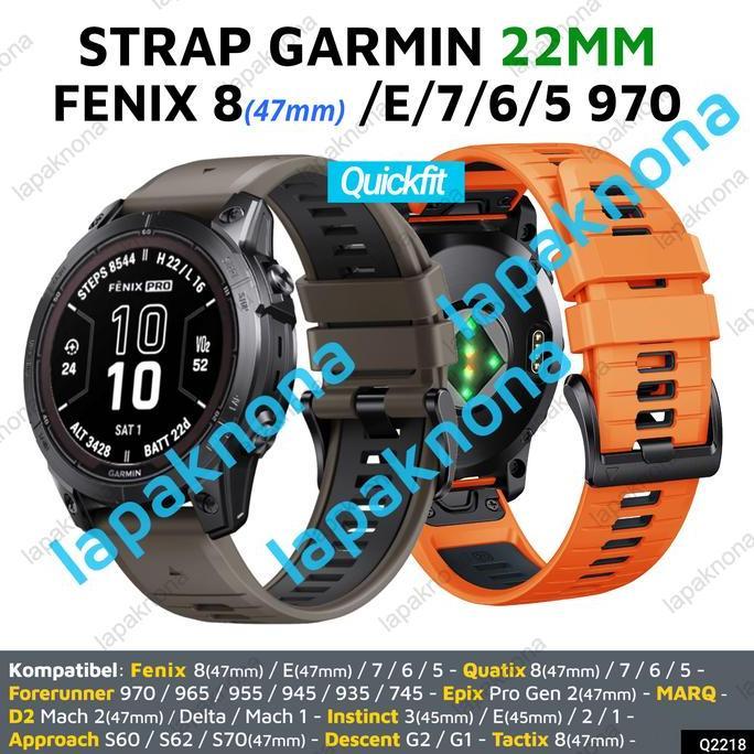 QUICKFIT 22mm Strap Garmin Fenix 8 47mm / E / 7 / 6 / 5 Plus Pro Forerunner 970 965 955 945 935 / In