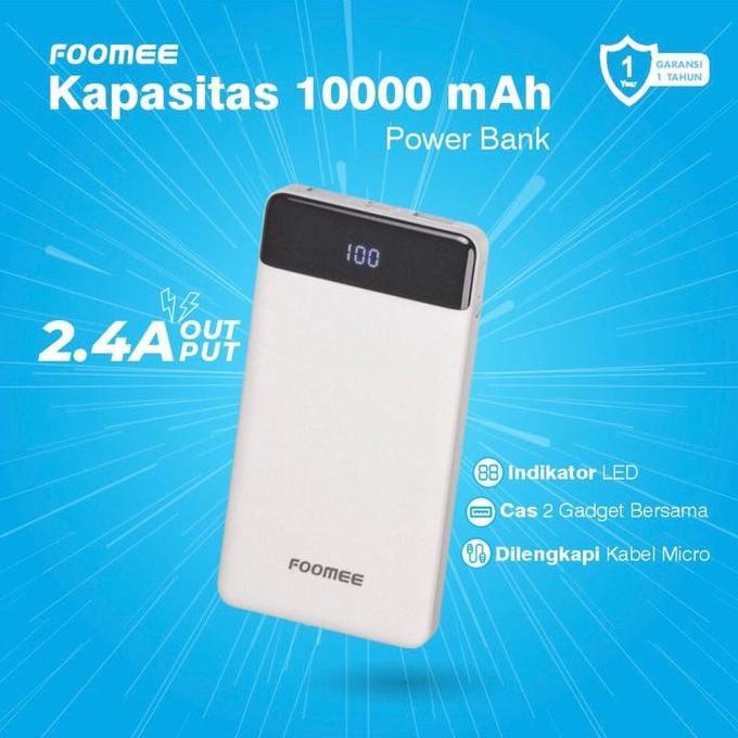 FOOMEE Powerbank RQ10 AZ10 RX10 10000mAh 2 USB Port 2.1A Interfaces