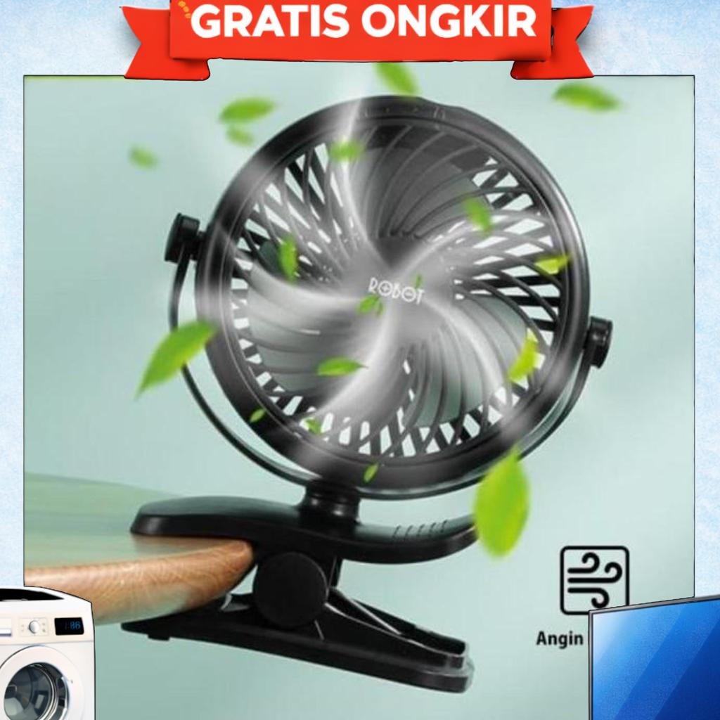 Robot Rt-Bf10 Hand Fan Mini Portable - Kipas Meja Mini Robot Rt Bf10 - Hitam