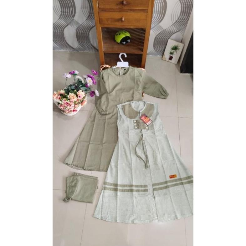 bestpromo gamis anak perempuan rompi kekinian usia 3-11 tahun
