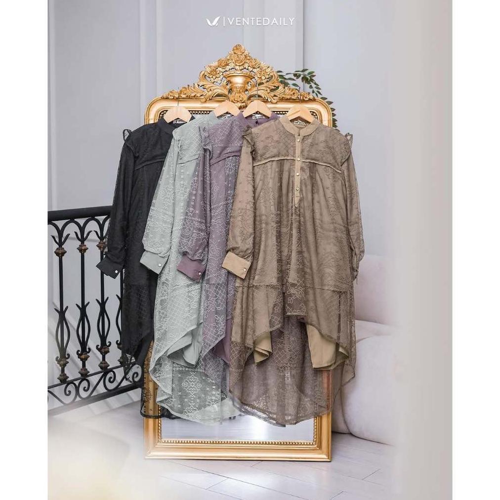 Terbaru Kaia Oneset Setelan Atasan Tunik Brukat & Celana Kondangan Elegan