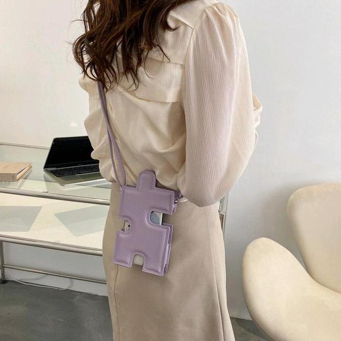 DB150 - (0017) Tas selempang bahu handphone hp model puzzle unik lucu tas hp panjang tali bisa perpa