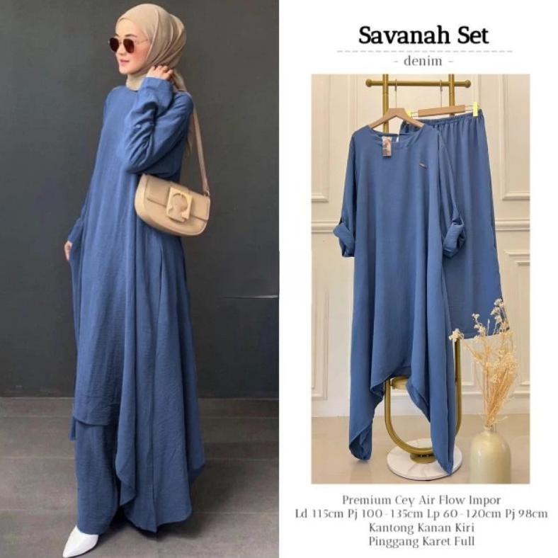 hot deals savana abaya tunik syari - one set tunik jumbo + rok