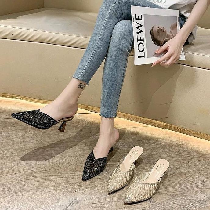 DY128 >> DCollection DC 04 Sandal Pesta Wanita Elegan Heels 7 Cm - Sepatu High Heels Pesta Kondangan