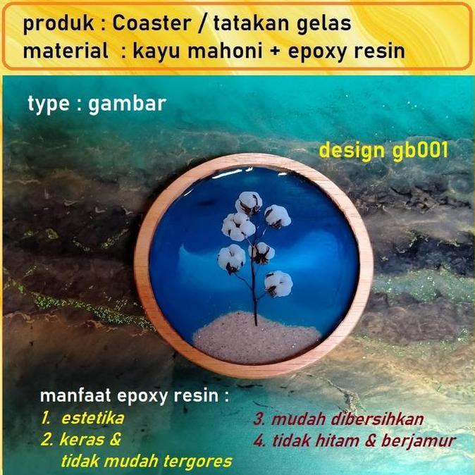 Tatakan Gelas : Kayu + Epoxy Resin - D 90 Mm