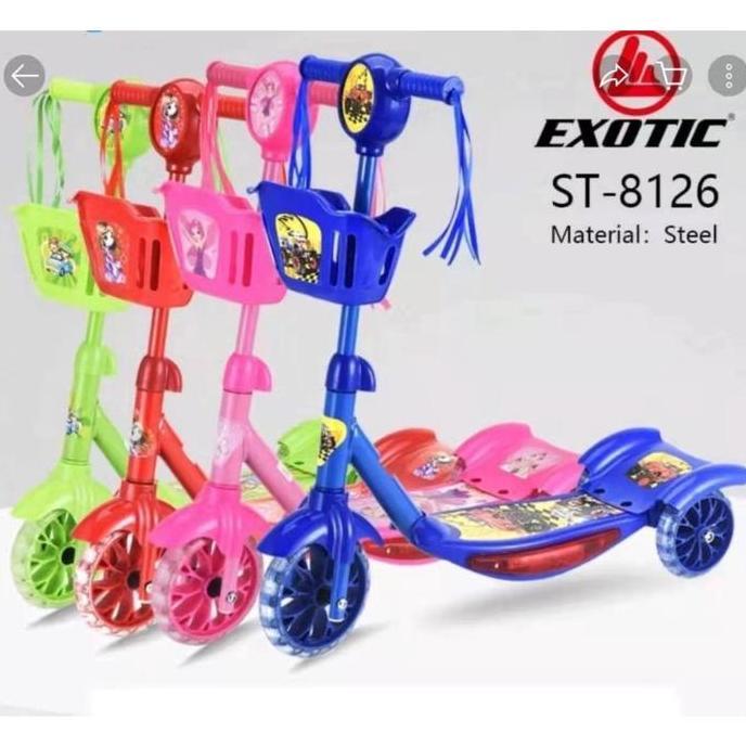 OISHION Scooter Keranjang Exotic Roda 3 Otoped Skuter/ Scooter Anak Kursi 3 Roda Keranjang