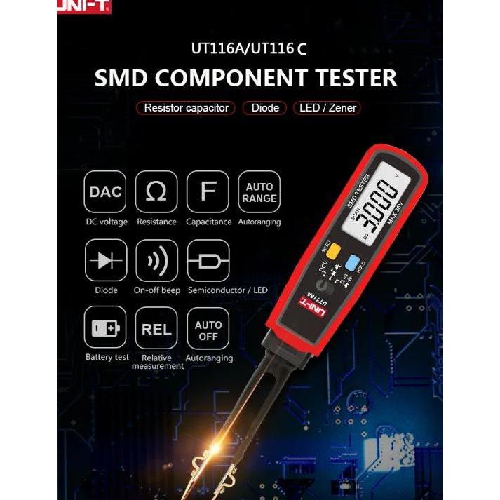 OISHION UNI-T SMD Tester Multitester Resistor Capacitance Baterai UT116A/UT116C Kelistrikan