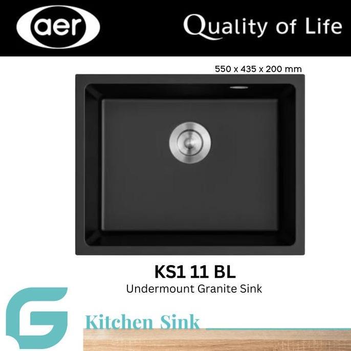 Aer Undermount Granite Kitchen Sink Aer Ks1 11 Bl Hitam
