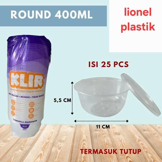 Thinwall 400Ml Bulat + Tutup / Mangkok Makan Plastik 400Ml Bowl 25 Set