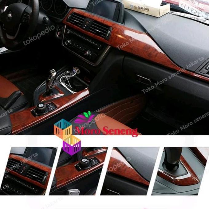STIKER INTERIOR MOBIL MOTIF SERAT KAYU SUPER GLOSSY 50CM