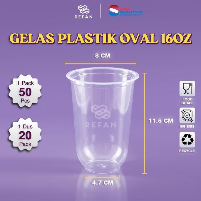 Gelas Plastik Oval 12Oz/14Oz/16Oz/18Oz/22Oz / Gelas Plastik Bening Oval Bahan Pp / Gelas Oval Tebal 